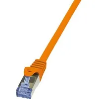 Logilink Netzwerkkabel, Patchkabel CAT 6a S/FTP Orange Flammwidrig, mit Rastnasenschutz