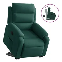 vidaXL Relaxsessel mit Aufstehhilfe Dunkelgrün Samt