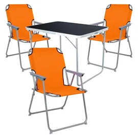 Mojawo Camping Set Campingtisch + 3 Campingstuhl Orange
