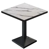 GGM Möbel BPA | Bistro Tisch | Quadratisch | Schwarzer Rand | 80 x 80 x 78,5 cm | Weiß Marmor / Schwarz