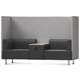 Rocada Büromöbel, Modulares 2 Sitz Sofa, mit Tisch, Elektroanschluss und 3-seitigem Sichtschutz, 200x137x68 cm,