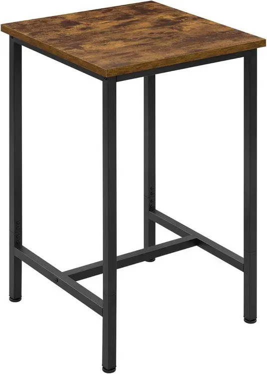 WOLTU Bartisch Klein 60 x 100 x 60 cm, Platzsparender Stehtisch, Hochtisch aus Metall & Holz für Bar Küche Wohnzimmer, Schwarz+Vintage Braun