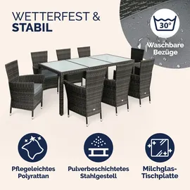 CASARIA Polyrattan Garten-Sitzgruppe 9-tlg Grau