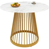 Okwish Esstisch, Gold, Holzwerkstoff, 80x76x80 cm, Esszimmer, Tische, Esstische