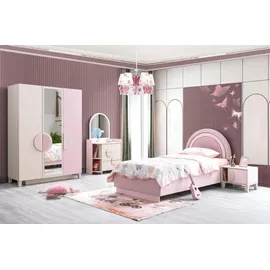 JV Möbel Kinderzimmer Set Kinderbett, Nachttisch, Kommode, Kleiderschrank), Modern rosa