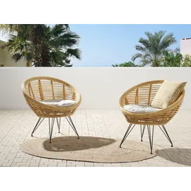 Beliani Maratea Gartenstuhl 85 x 85 x 85 cm beige/schwarz 2 St.
