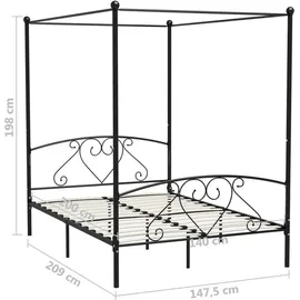 vidaXL Himmelbett 140 x 200 cm Schwarz