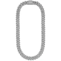 Bruno Banani Collier Schmuck Geschenk breite Cubankette mit Glitzersteinen messingfarben / kristallweiß