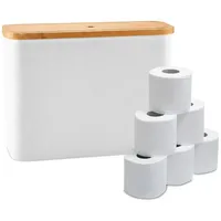 Relaxdays Toilettenpapier Aufbewahrung 12 Rollen, Weiß,Hellbraun