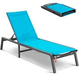 Vevor Chaiselongue-Sessel 5 verstellbare Positionen Aluminium klappbar Blau