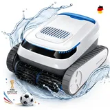 Blossom Poolroboter Akku Poolsauger für Boden Wand Wasserlinie, bis 200m2 Pools, Kabellos Poolsauger 60kpa/5200mah für Aufstellpool & Einbaupool weiß