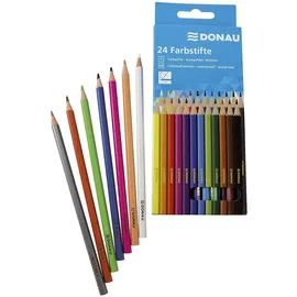 Donau Elektronik Farbstifte, 3810001, farbig sortiert, holzfrei, 24 Stück