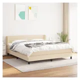 vidaXL Boxspringbett mit Matratze Creme 180x200 cm Stoff