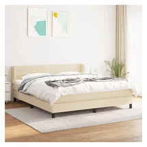 vidaXL Boxspringbett mit Matratze Creme 180x200 cm Stoff