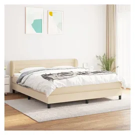 vidaXL Boxspringbett mit Matratze Creme 180x200 cm Stoff