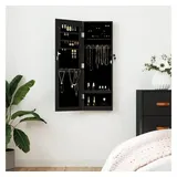 furnicato Spiegelschrank Spiegel-Schmuckschrank 30x8,5x90 cm Schwarz aus Holzwerkstoff (1-St) Abschließbare Schmuckschatulle mit Stoffbezug und Wandmontage schwarz