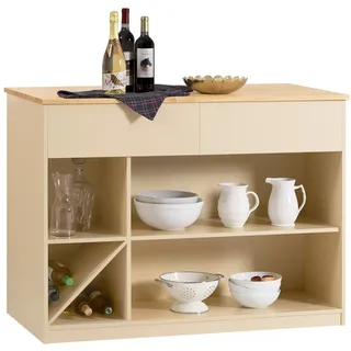 SoBuy Kücheninsel Küchenschrank Kommode Sideboard Buffet Beige KNL04-MI