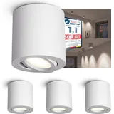 linovum 4 Stück CORI Aufputz Decken Spot weiß dimmbar mit LED GU10 Birne neutralweiß 6,5W 230V - Aufbauleuchte schwenkbar Ø80x84mm