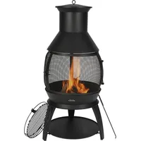 Gartenkamin, φ500x1100mm Terrassenofen, Aztekenofen aus Eisen zum Grillen & Wärmen, Chimenea Feuerstelle mit Grillgitter, Kaminmantel & rostfreiem