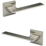 HEXIM Designer Türgarnitur, Zimmer Türgriff wc / Bad Aluminium matt in 4 Farben - Ricardo Borelli Q01: nickel matt, Türgriffe