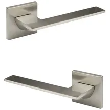 HEXIM Designer Türgarnitur, Zimmer Türgriff wc / Bad Aluminium matt in 4 Farben - Ricardo Borelli Q01: nickel matt, Türgriffe