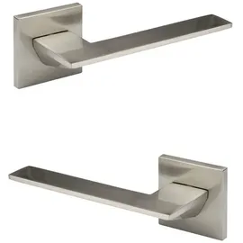 HEXIM Designer Türgarnitur, Zimmer Türgriff wc / Bad Aluminium matt in 4 Farben - Ricardo Borelli Q01: nickel matt, Türgriffe