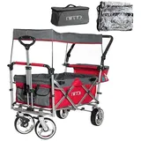 IMLEX Bollerwagen faltbar mit Dach IM-4268 mit Regenschutz + Kühltasche (Rot)