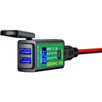 iSpchen 2.4A Motorrad Ladegerät Wasserdicht Dual USB-Ladegerät SAE zu USB Ladeadapter mit Voltmeter EIN-Aus-Schalter, Typ M2-B