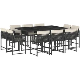 vidaXL Gartenmöbel Essgruppe 11-tlg. Schwarz