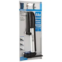 Fischer Mini-Standpumpe 2in1 Standpumpe für alle gängigen Ventile mit Manometer schwarz