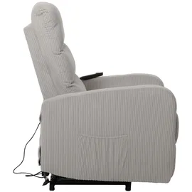Mendler Fernsehsessel HWC-K62, Relaxsessel TV-Sessel Liege, Liegefunktion Aufstehhilfe, Metall Stoff/Textil Cord ~ hellgrau