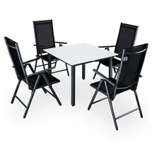 CASARIA Bern Set 5-tlg. anthrazit Tischplatte weiß