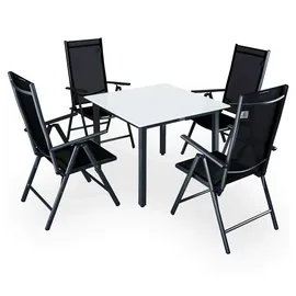 CASARIA Bern Set 5-tlg. anthrazit Tischplatte weiß