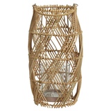 Windlicht EFFJOTT, Braun - Rattan - 18 x 35 cm - mit Glaseinsatz