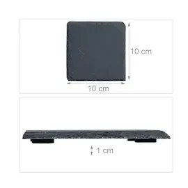 Relaxdays Untersetzer, 20er Set, eckige Glasuntersetzer, 10x10 cm, Raclette- & Getränkeuntersetzer, anthrazit