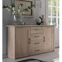 Stella Trading LUCA KOMFORT Elegante Schlafzimmer Kommode im Landhausstil - stilvolles & ausdrucksstarkes Sideboard in Eiche San Remo für Ihr Schlafzimmer - 150 x 91 x 42 cm (B/H/T)