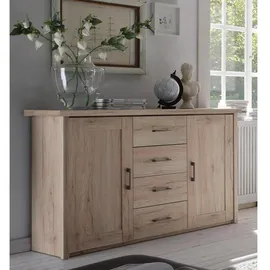 Stella Trading LUCA KOMFORT Elegante Schlafzimmer Kommode im Landhausstil - stilvolles & ausdrucksstarkes Sideboard in Eiche San Remo für Ihr Schlafzimmer - 150 x 91 x 42 cm (B/H/T)