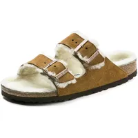 Birkenstock Damen Arizona Shearling Suede Sandale (Größe 37, braun)