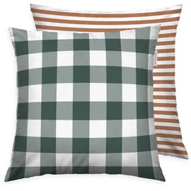 Tom Tailor Kissenbezug Classic Check 40 x 80 cm Grün/Braun/Rot