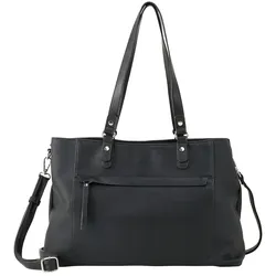TOM TAILOR Damen TTLAREA L Shopper mit Material-Mix, schwarz, Uni, Gr. ONESIZE