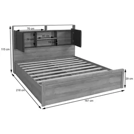 MCW Doppelbett P43 160 x 200 cm MDF Eiche Wotan-Optik weiß