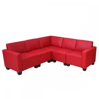 Mendler Modular Sofa-System Couch-Garnitur Lyon 5, Kunstleder ~ rot