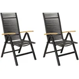 LC Garden 2er Set »Toronto« Klappsessel Rope schwarz mit Rope-Geflecht inkl. Teakholz Armlehne Gartenstuhl klappbar