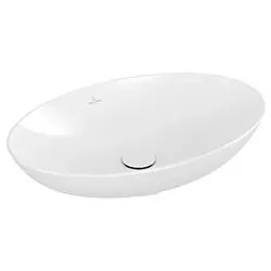 Villeroy und Boch Loop & friends Aufsatz-Waschtisch 4A4800R1 62x42cm, oval, ohne Hahnlochbank, mit Überlauf, weiß C-plus