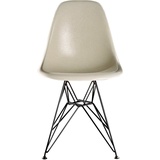 Vitra - Eames Fiberglass Side Chair DSR, basic dark / Eames parchment (Filzgleiter basic dark)