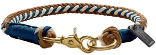 HUNTER Hundehalsband S-M, B: 1,4 cm, Halsumfang: 40 cm, blau/beige