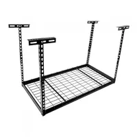Velano Regal deckenhalterung - Hängeregal Decke - Werkstatt Schrank Metall - Halterung, Lagerregal mit Gitterboden - PGF 1 - Schwarz, 60x120 - Schwerlastregal - Garage - Kellerregal