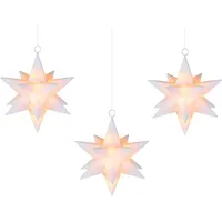 FHS International LED-Galaxy-Sterne 3er weiß je 8 warmweiße RGB LED, 6/18 Timer - Weiß