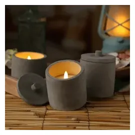 MARELIDA LED Kerzen im Topf 10 cm grau 3 St.