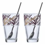 LEONARDO Solo Café Latte Becher mit Löffeln 4er Set